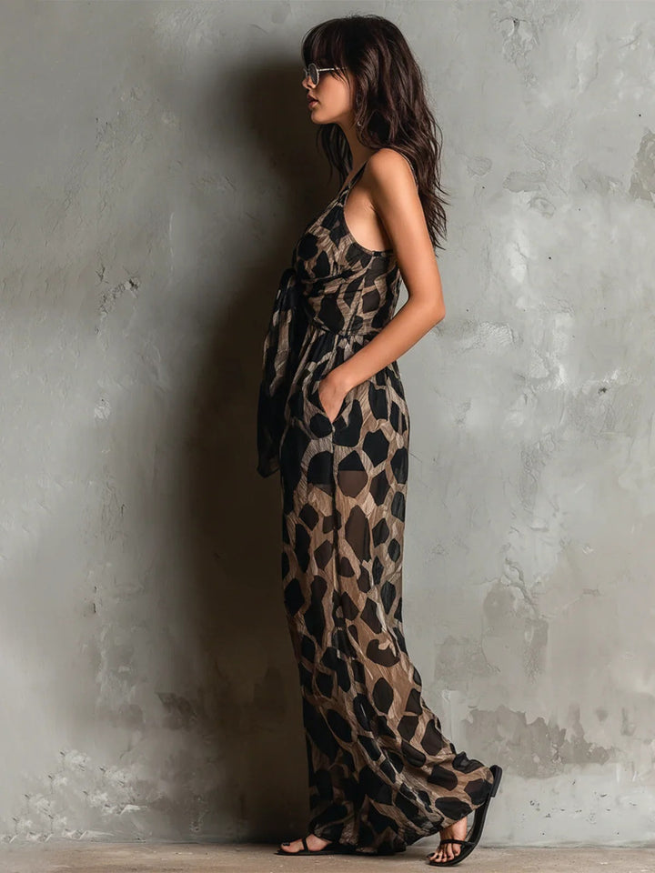Women’s Vintage Leopard Print Jumpsuit