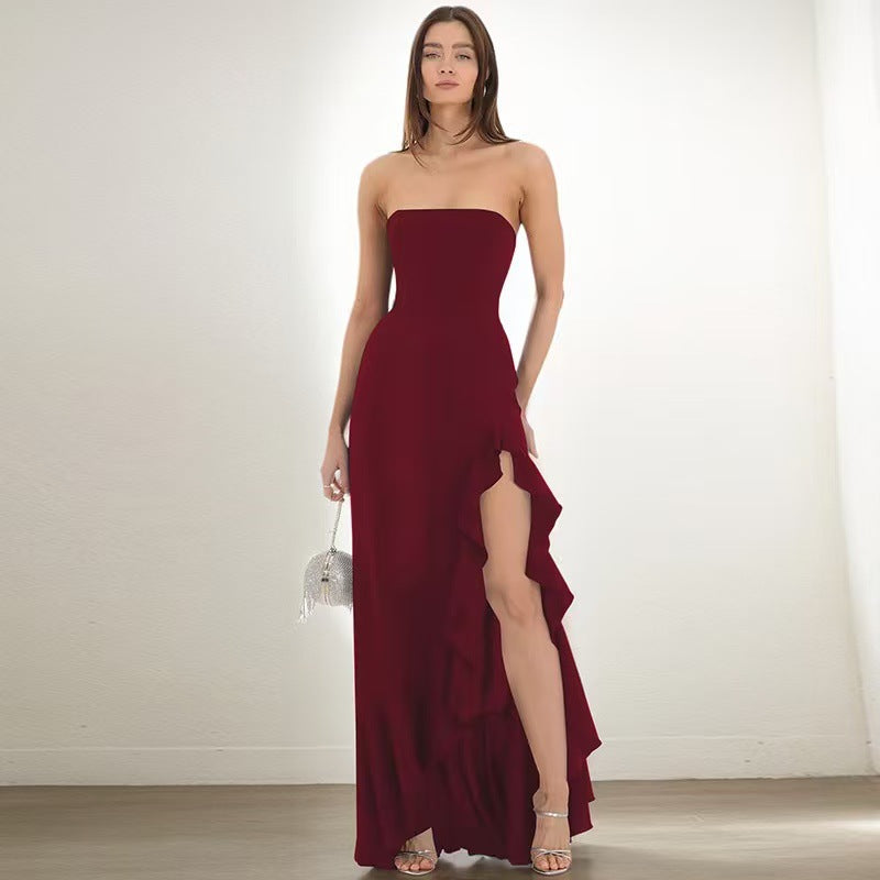 Women’s Strapless Slit Maxi Dress