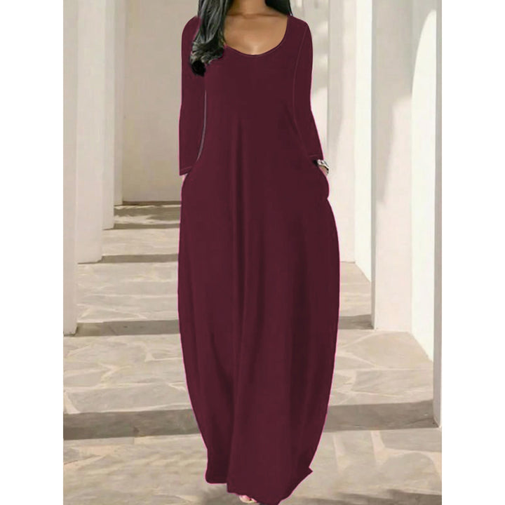 Women’s Long Sleeve Maxi Dress – Relaxed Fit Casual Dress with Pockets