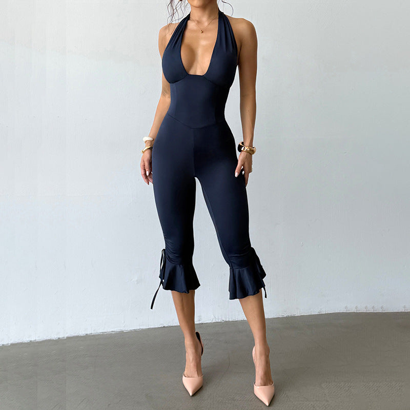 Women’s Deep V Neck Halter Jumpsuit