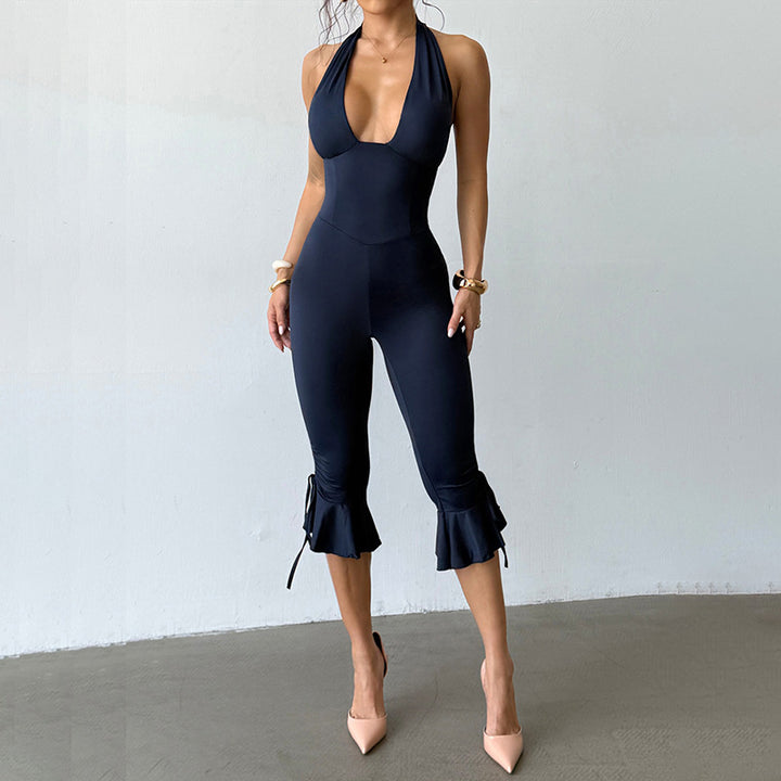 Women’s Deep V Neck Halter Jumpsuit