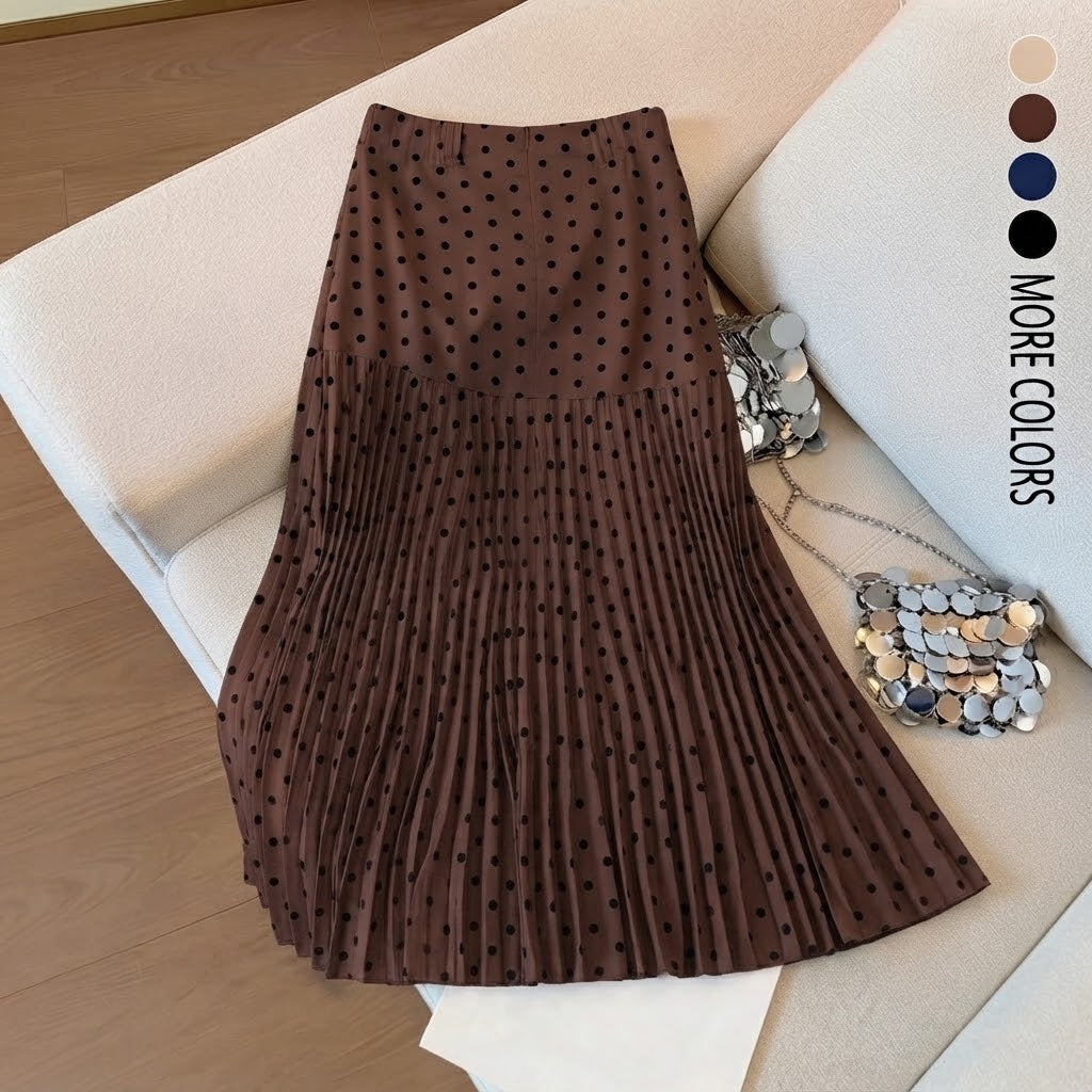 Women’s Polka Dot Pleated Midi Skirt