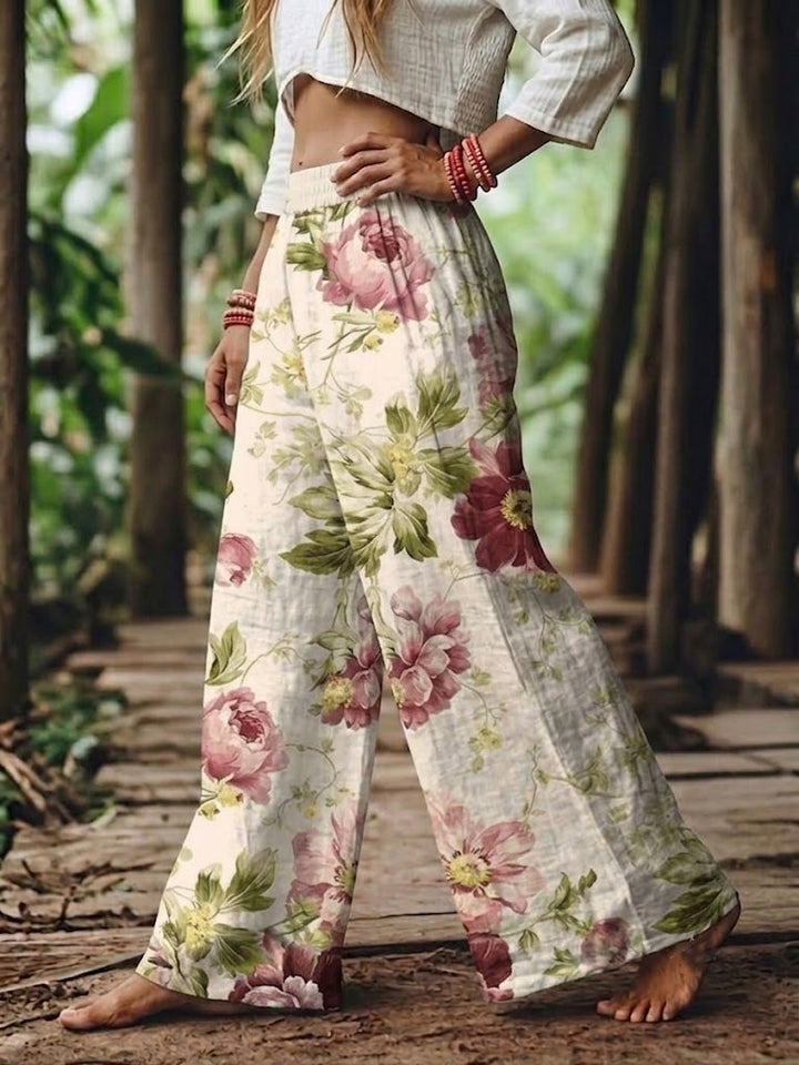 Women’s Boho Floral Wide Leg Pants