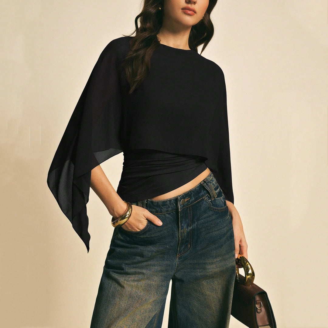Women’s Chiffon Cape Sleeve Top