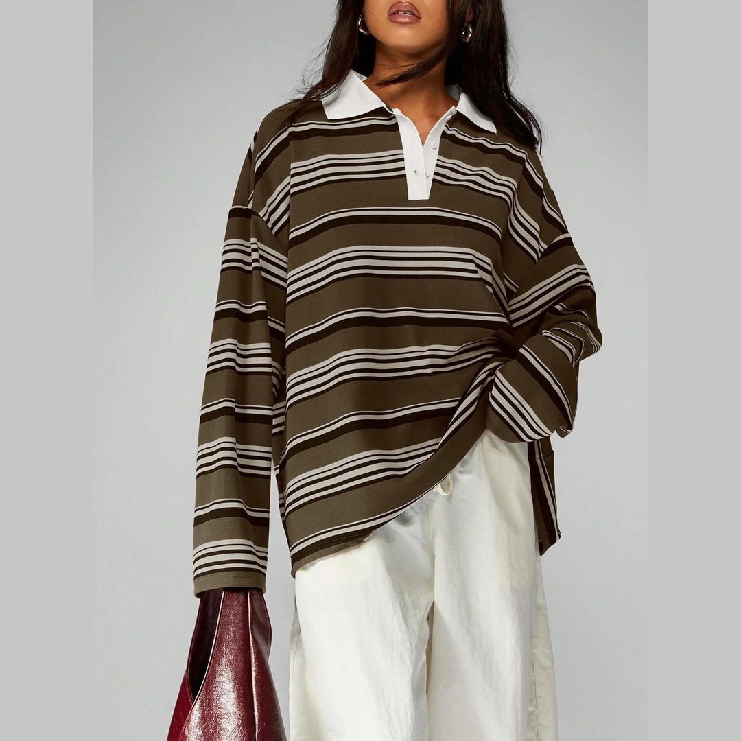 Women’s Oversized Striped Polo Sweatshirt