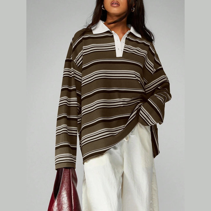 Women’s Oversized Striped Polo Sweatshirt