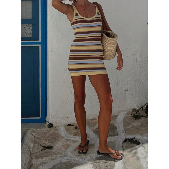 Women’s Vintage Striped U Neck Dress