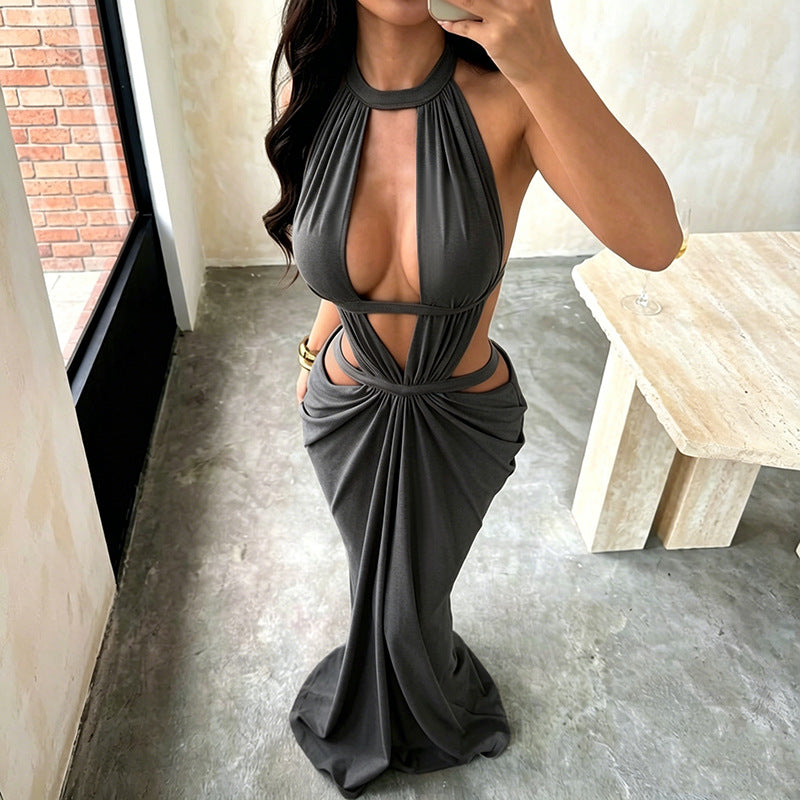 Women’s Cutout Ruched Maxi Dress
