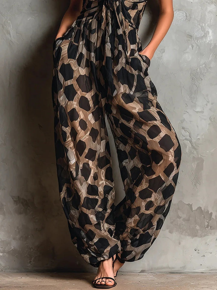 Women’s Vintage Leopard Print Jumpsuit
