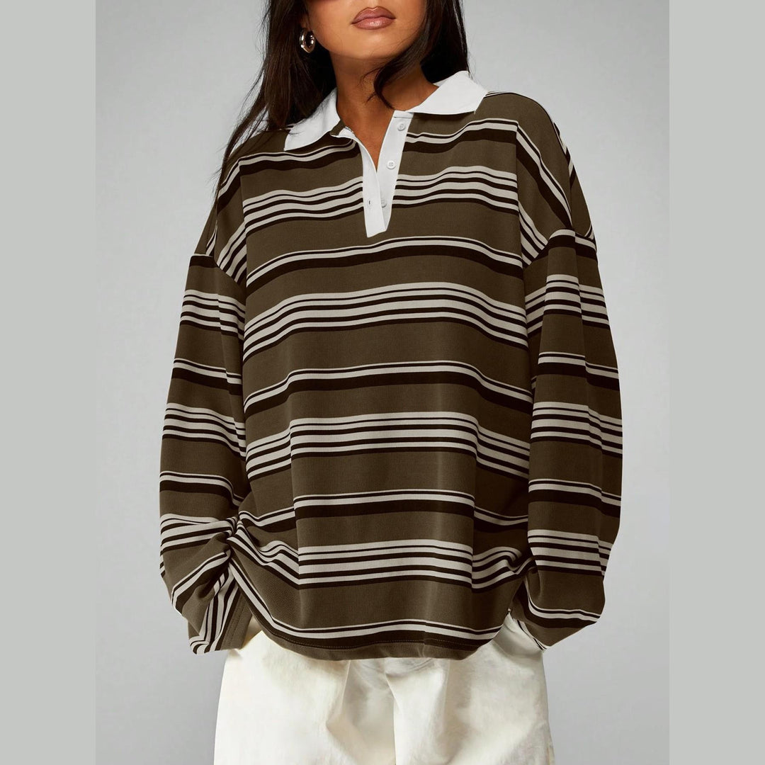 Women’s Oversized Striped Polo Sweatshirt