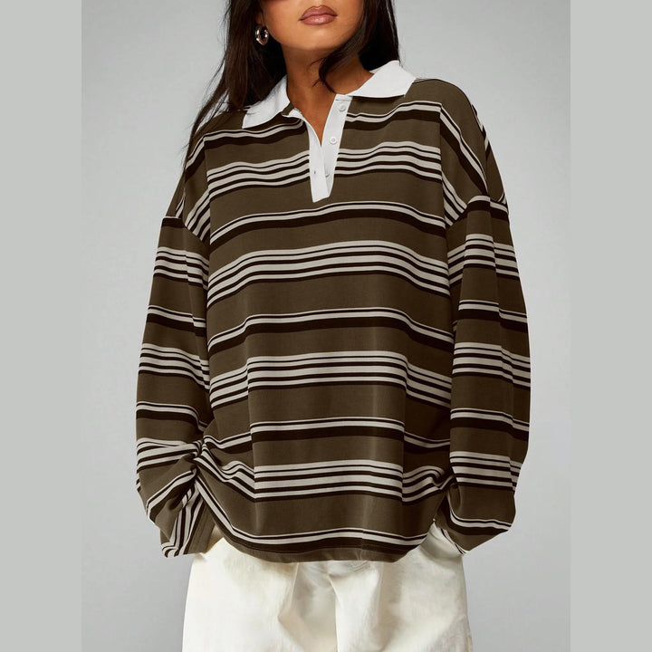 Women’s Oversized Striped Polo Sweatshirt