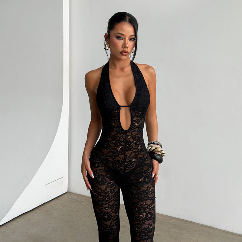 Women’s Lace Halter Jumpsuit
