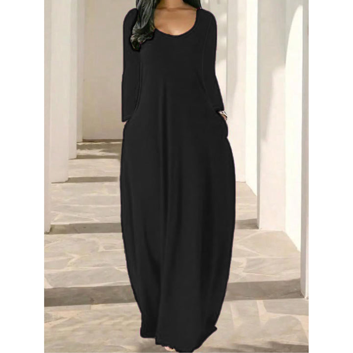Women’s Long Sleeve Maxi Dress – Relaxed Fit Casual Dress with Pockets