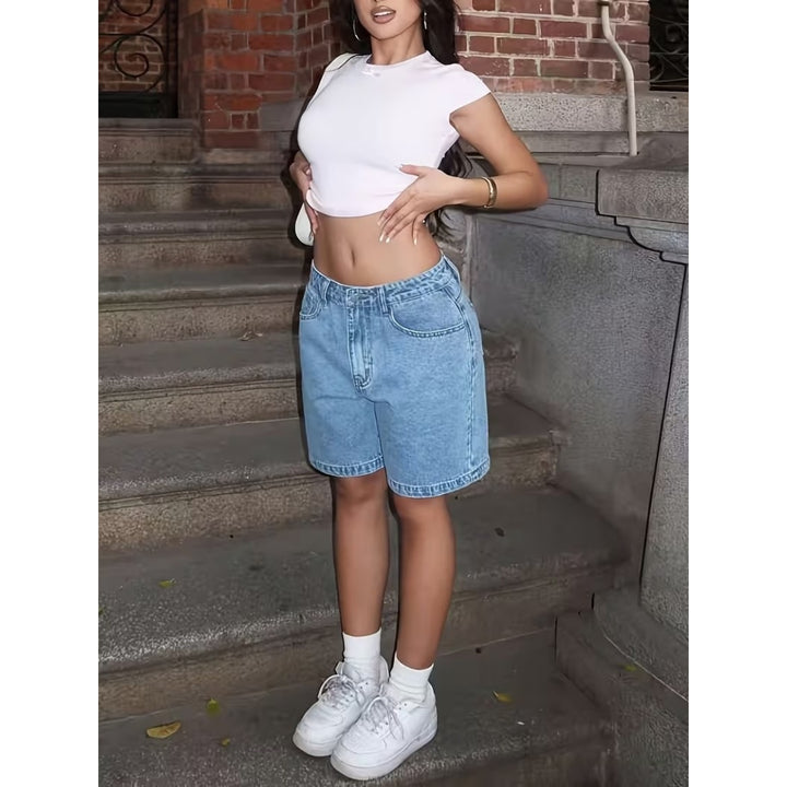 Women’s Vintage High Waisted Denim Bermuda Shorts