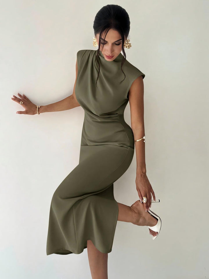 Women’s  Mock Neck Bodyco Sleeveless Slim Fit Pencil Dress