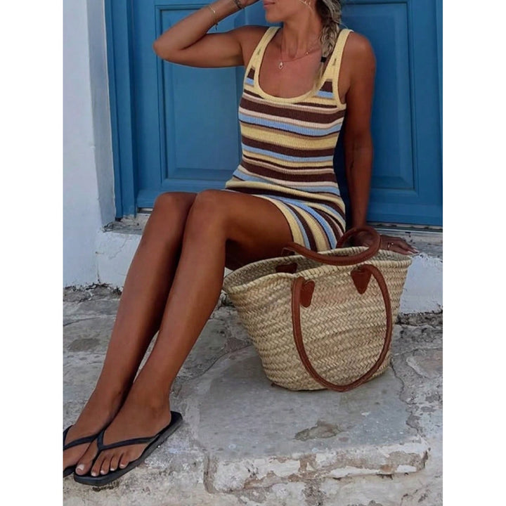 Women’s Vintage Striped U Neck Dress