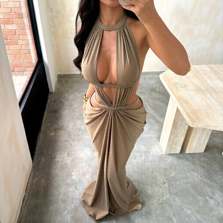 Women’s Cutout Ruched Maxi Dress
