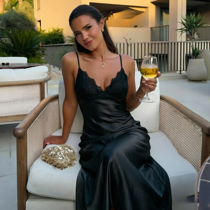Elegant Lace Satin Slip Dress