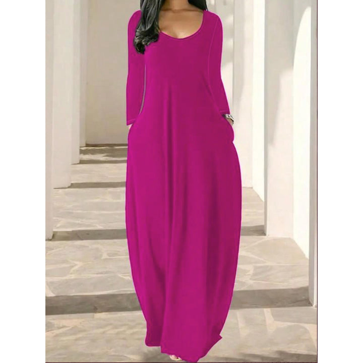 Women’s Long Sleeve Maxi Dress – Relaxed Fit Casual Dress with Pockets