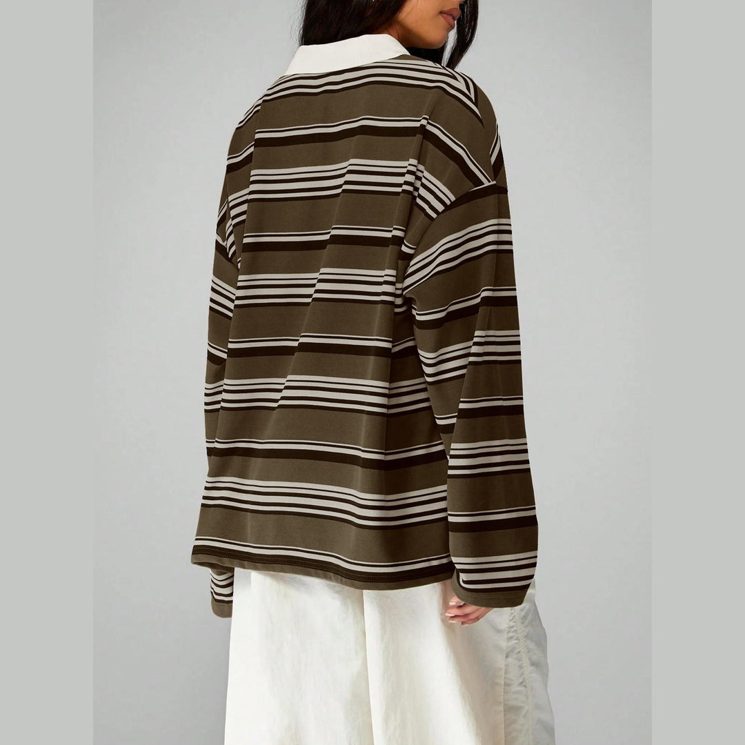 Women’s Oversized Striped Polo Sweatshirt