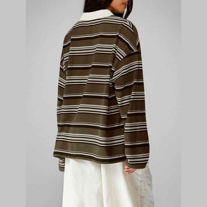 Women’s Oversized Striped Polo Sweatshirt