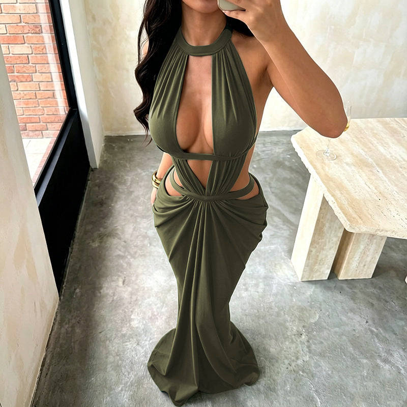 Women’s Cutout Ruched Maxi Dress