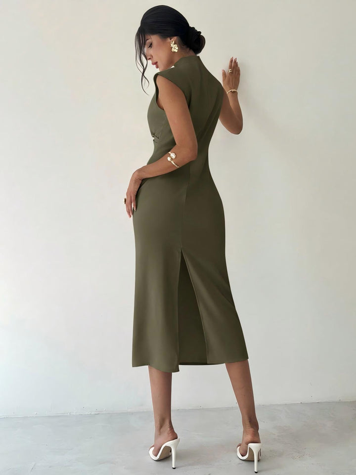 Women’s  Mock Neck Bodyco Sleeveless Slim Fit Pencil Dress