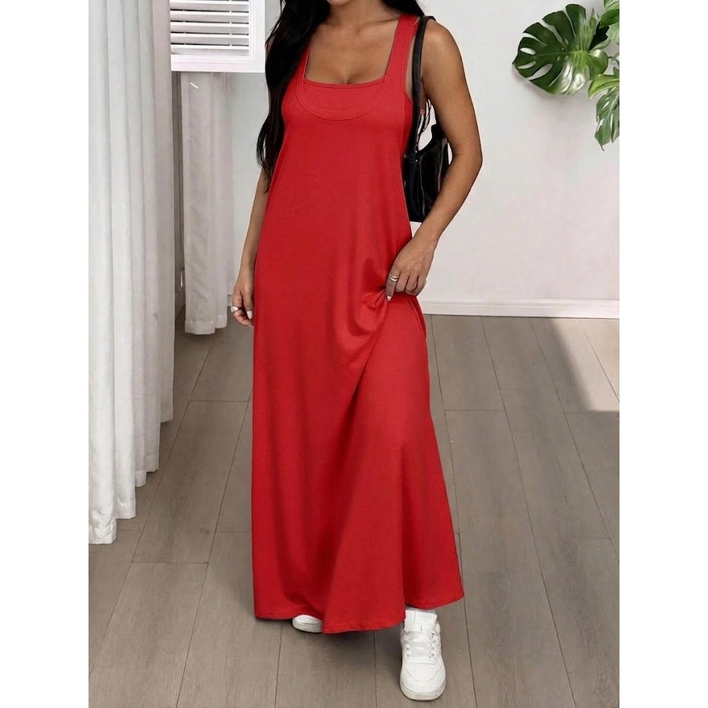 Women’s Solid Color Two Piece Maxi Dress Set