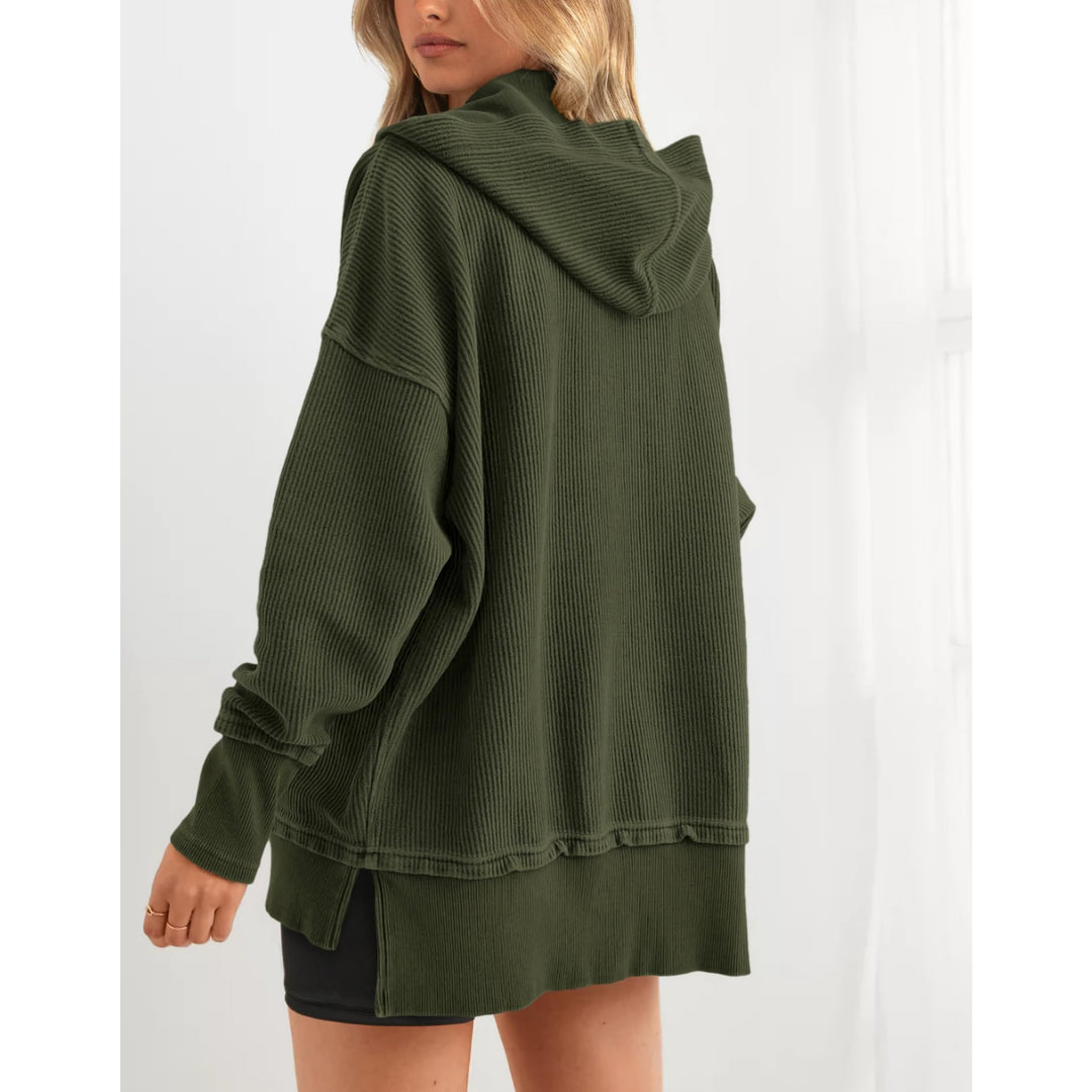 Women’s Oversized Hooded Sweatshirt – Solid Color Relaxed Fit