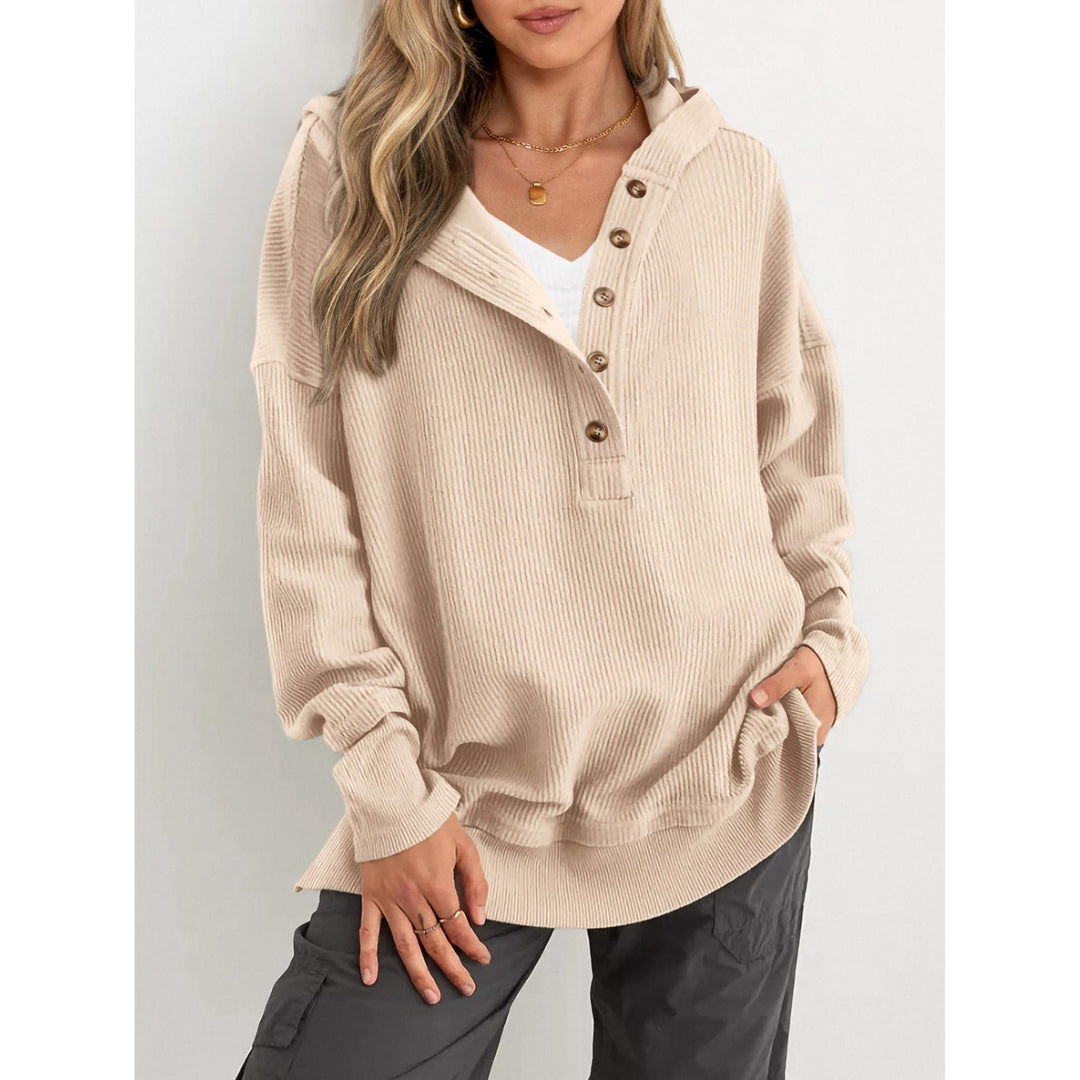 Women’s Oversized Hooded Sweatshirt – Solid Color Relaxed Fit