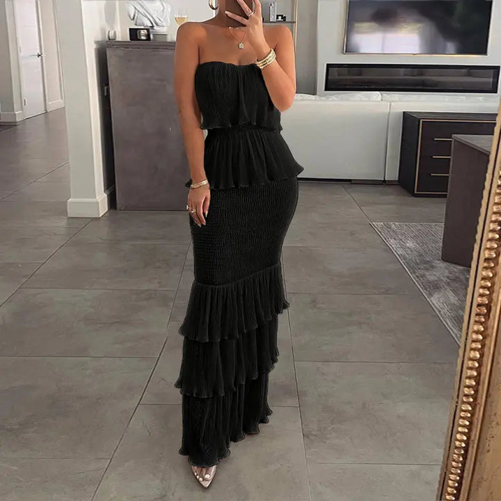 Women’s Strapless Shirred Maxi Dress