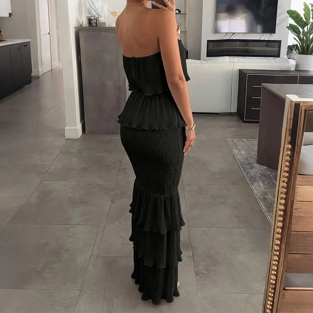 Women’s Strapless Shirred Maxi Dress