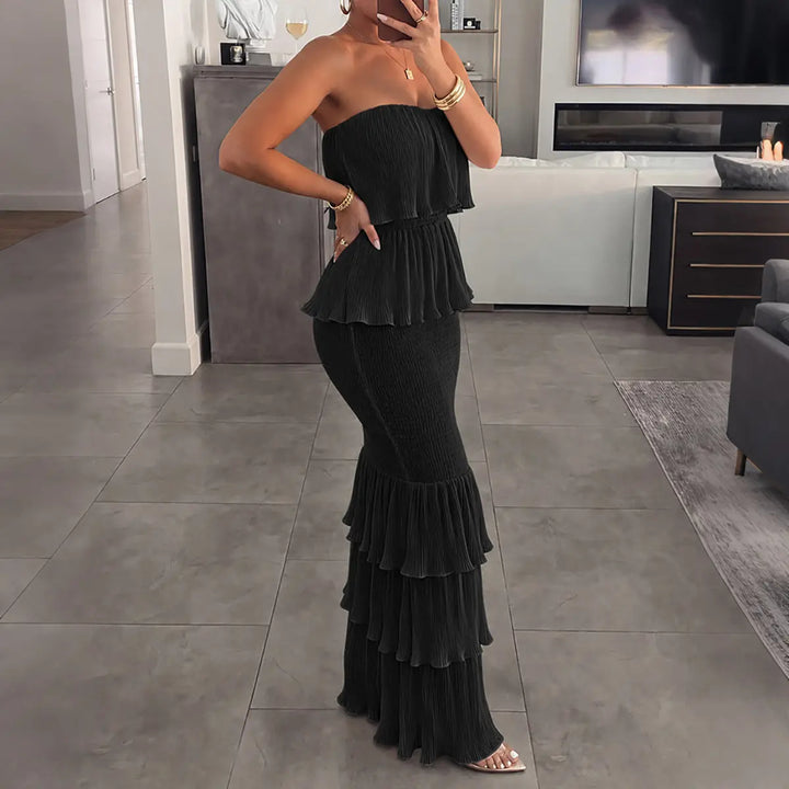 Women’s Strapless Shirred Maxi Dress