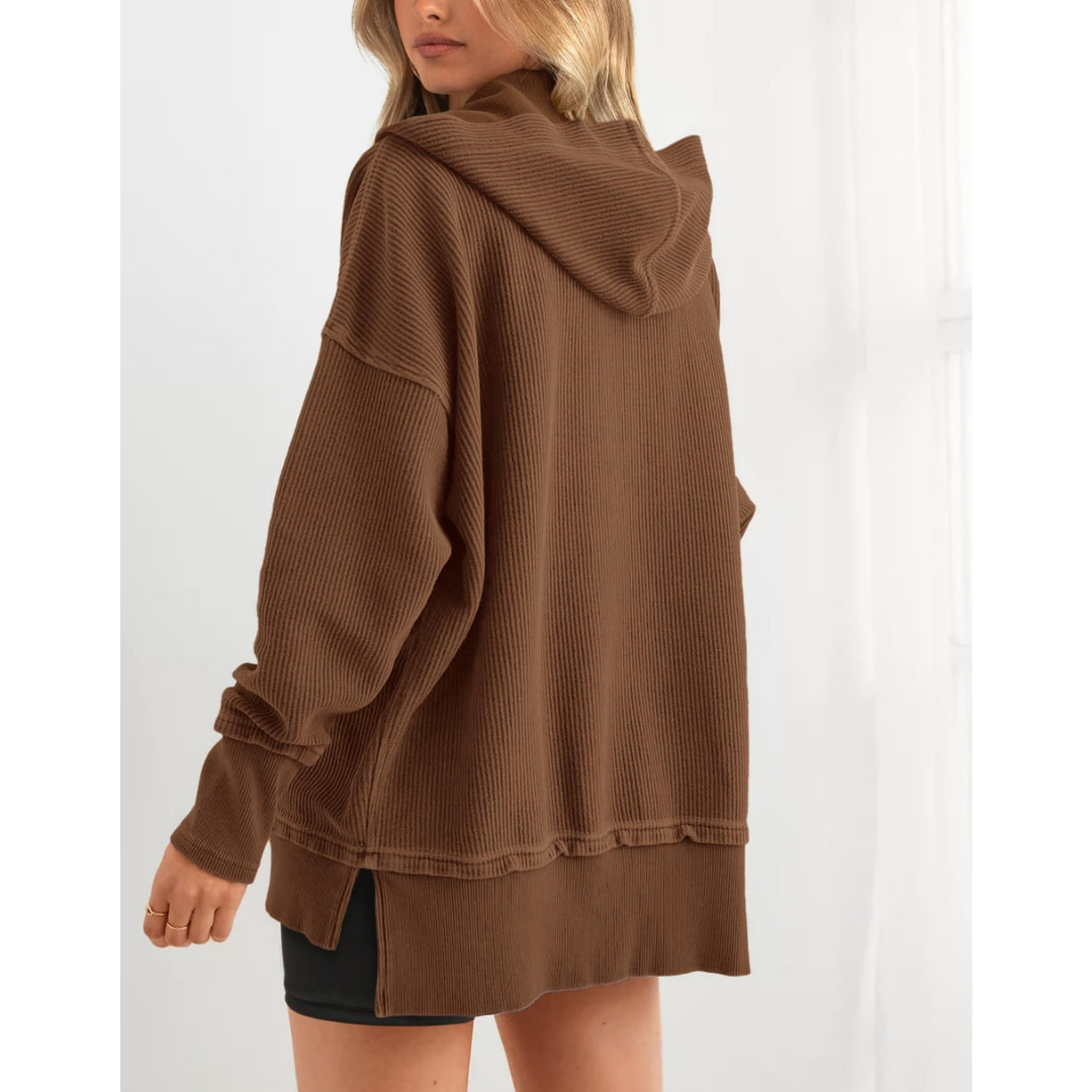 Women’s Oversized Hooded Sweatshirt – Solid Color Relaxed Fit