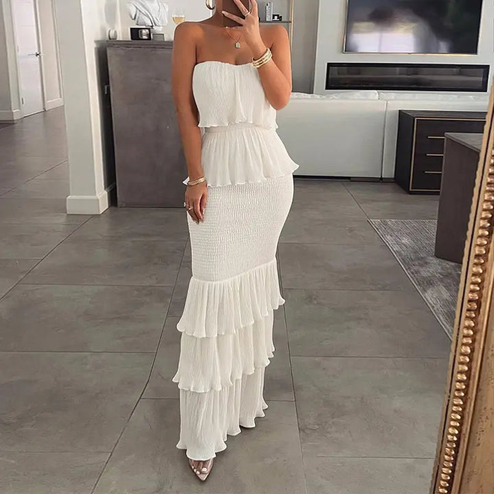 Women’s Strapless Shirred Maxi Dress