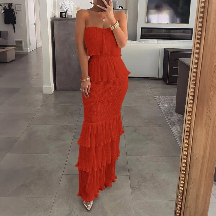 Women’s Strapless Shirred Maxi Dress