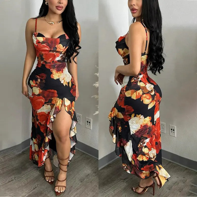 Women’s Vintage Rose Mesh Maxi Dress