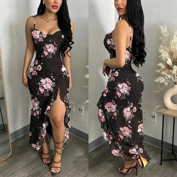 Women’s Vintage Rose Mesh Maxi Dress
