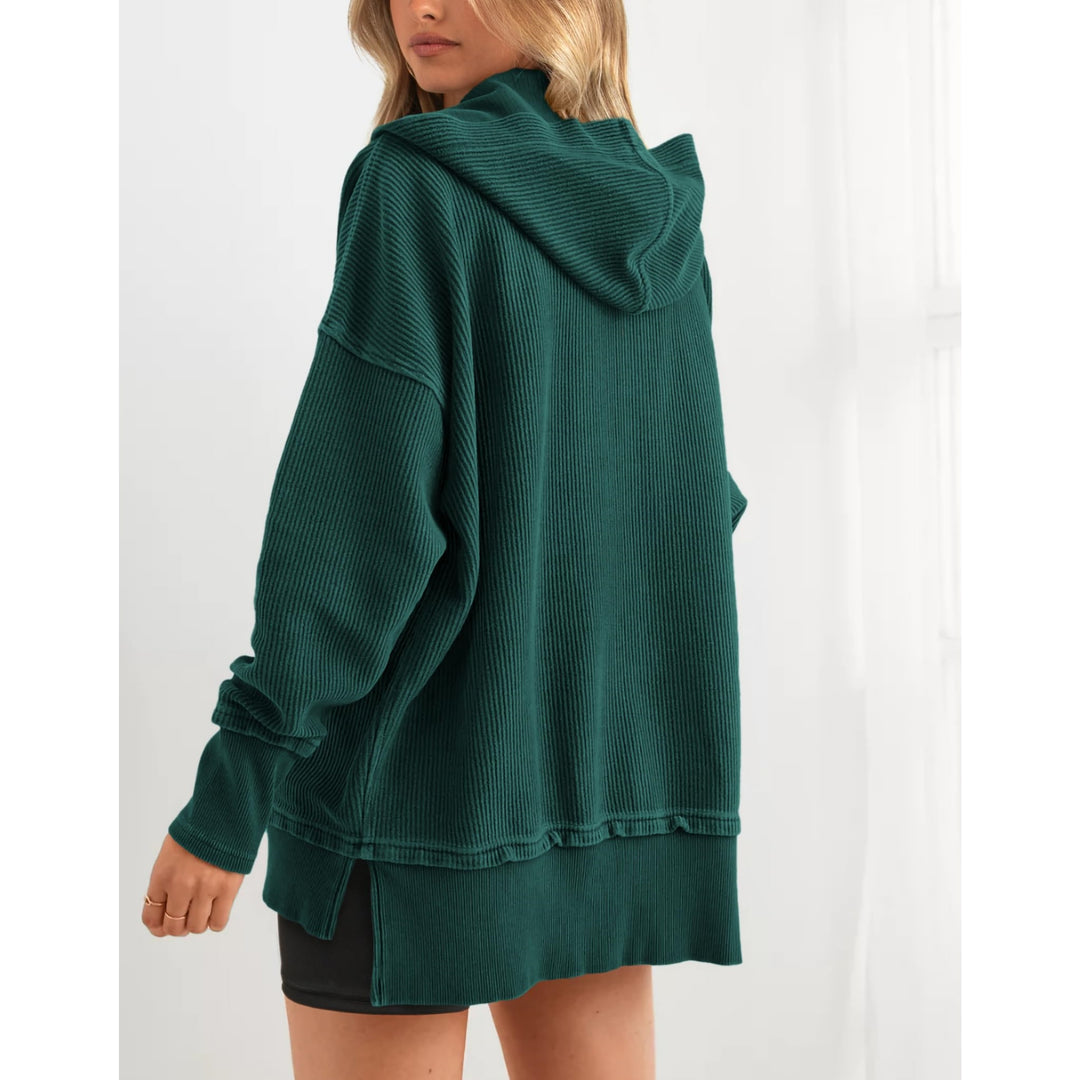 Women’s Oversized Hooded Sweatshirt – Solid Color Relaxed Fit