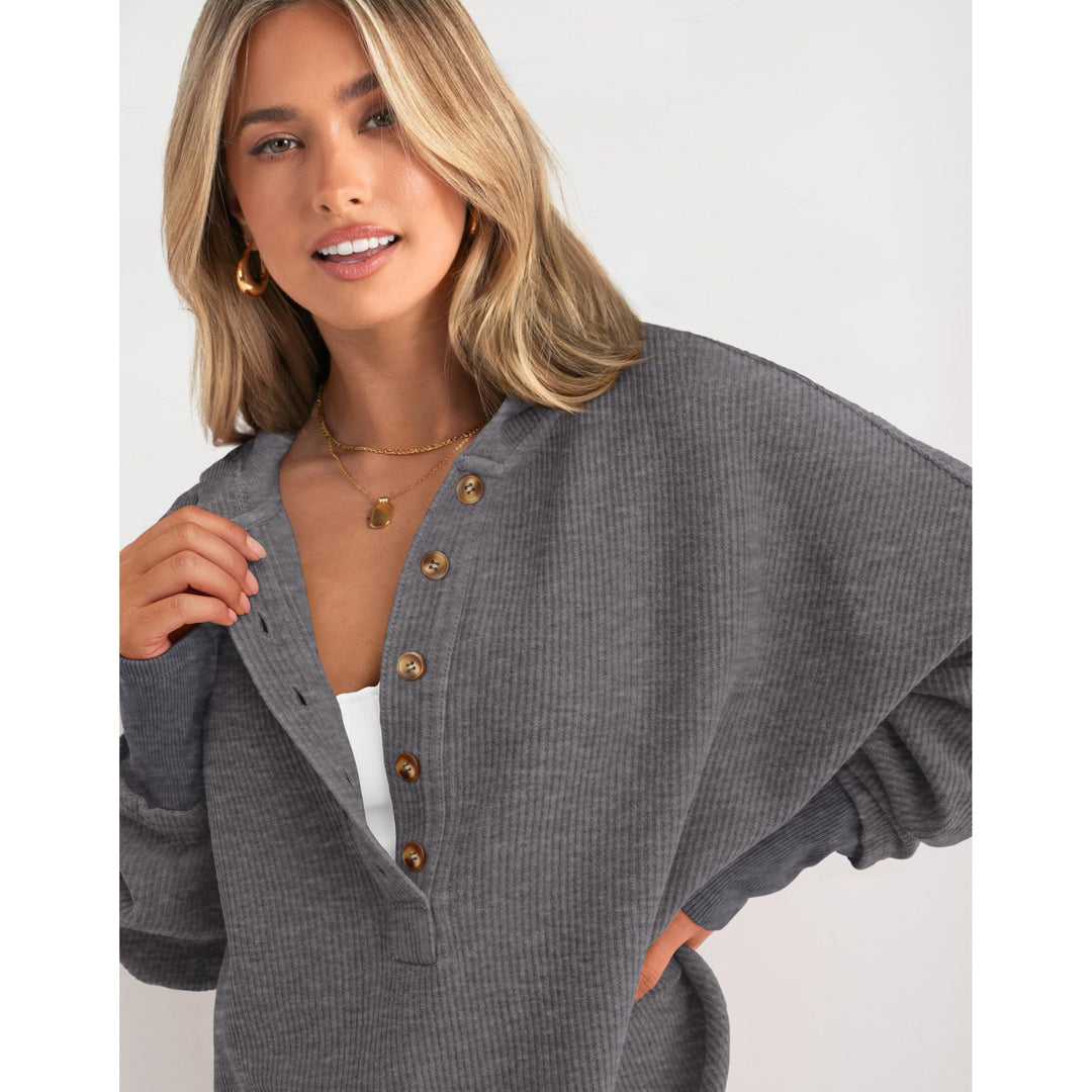 Women’s Oversized Hooded Sweatshirt – Solid Color Relaxed Fit