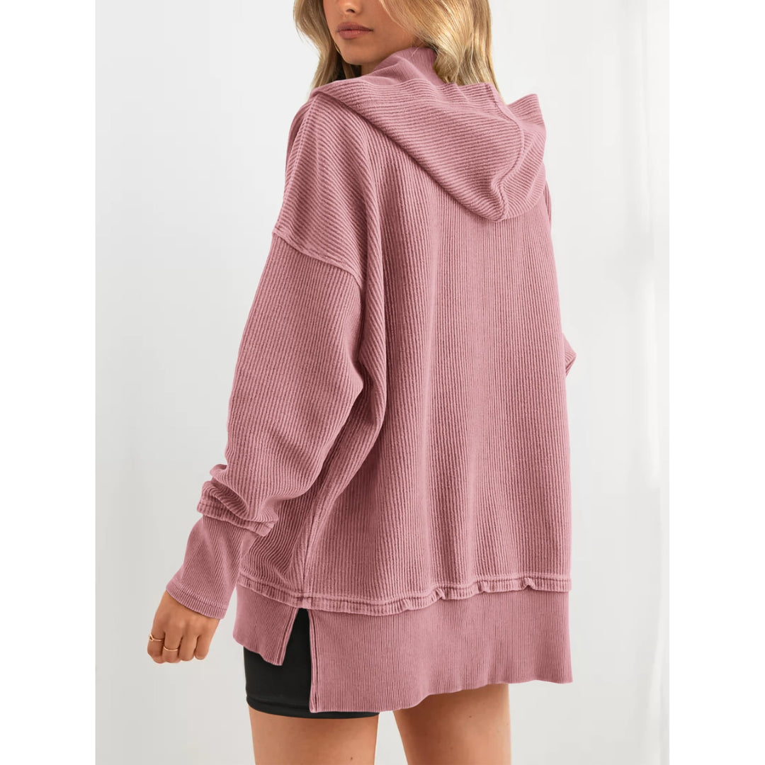Women’s Oversized Hooded Sweatshirt – Solid Color Relaxed Fit