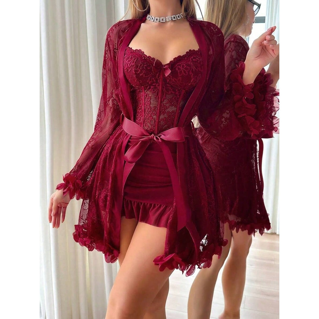 Women’s Lace Lingerie Robe Set –  Sexy Nightwear & Romantic Sleepwear