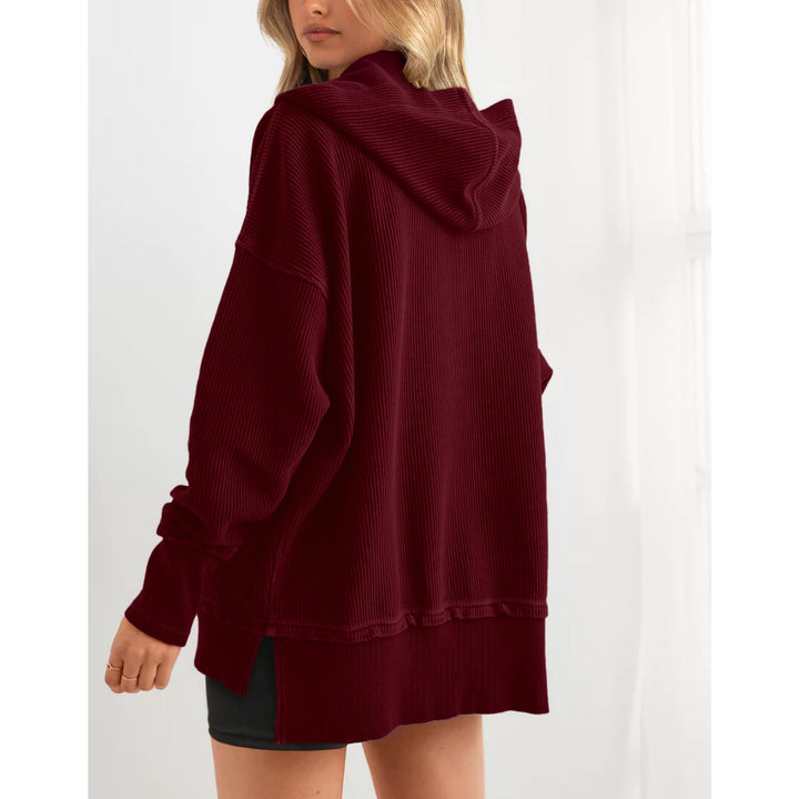 Women’s Oversized Hooded Sweatshirt – Solid Color Relaxed Fit