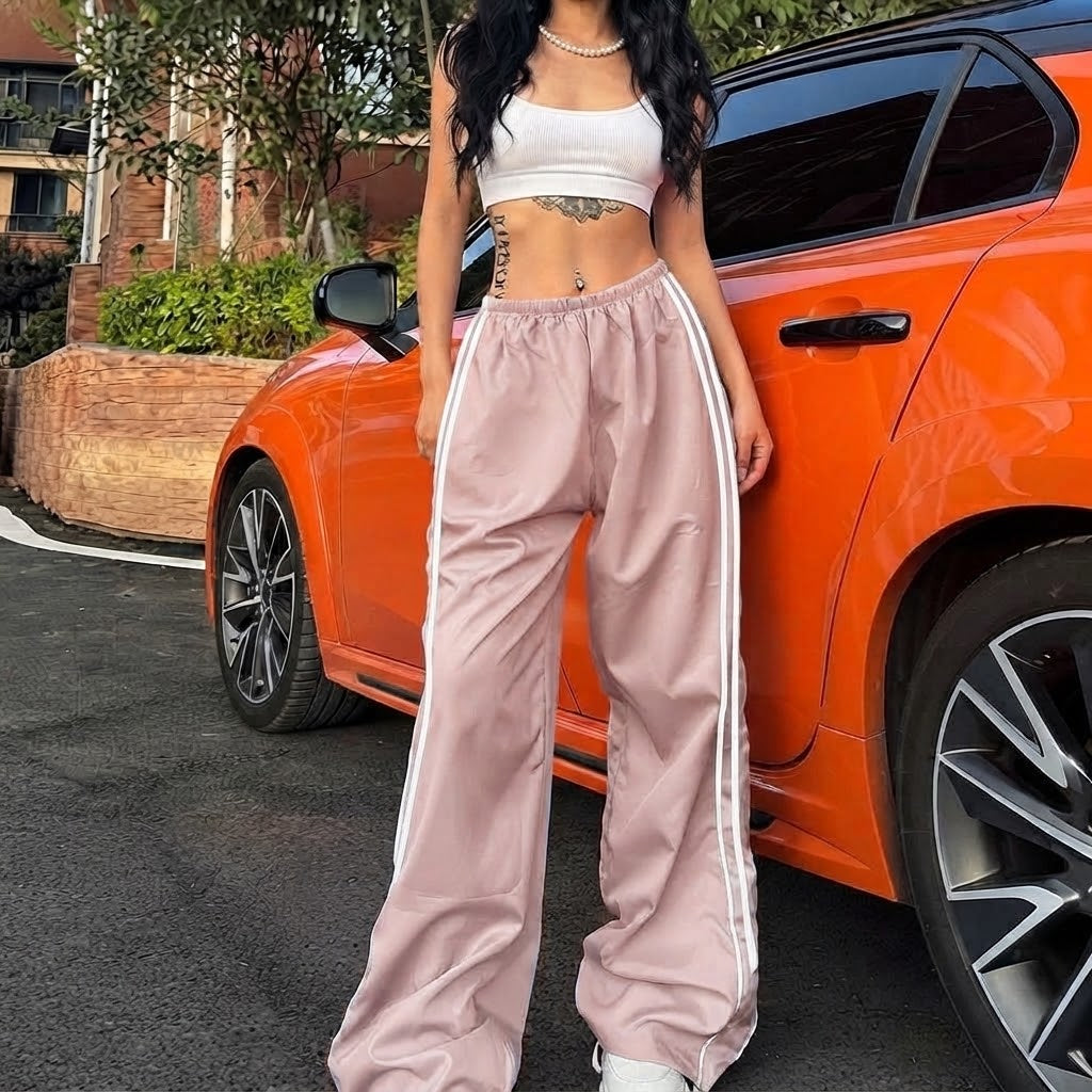 Women’s Relaxed Wide-Leg Pants with Adjustable Drawstring Hem