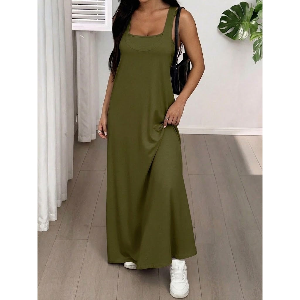 Women’s Solid Color Two Piece Maxi Dress Set