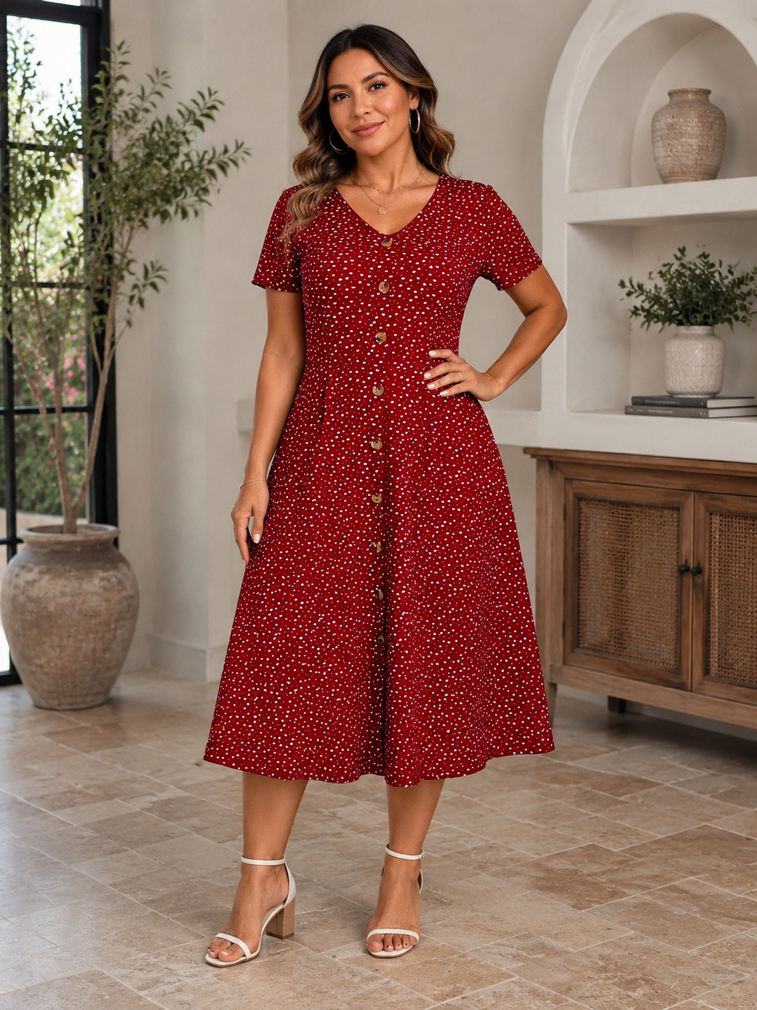 Women’s Polka Dot Midi Dress