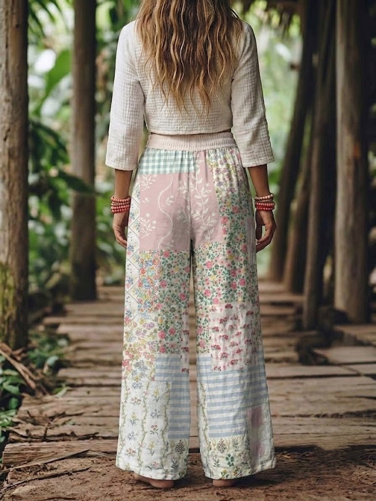 Women’s Boho Floral Wide Leg Pants
