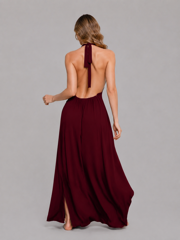 Women’s Sexy Deep V Backless Maxi Dress