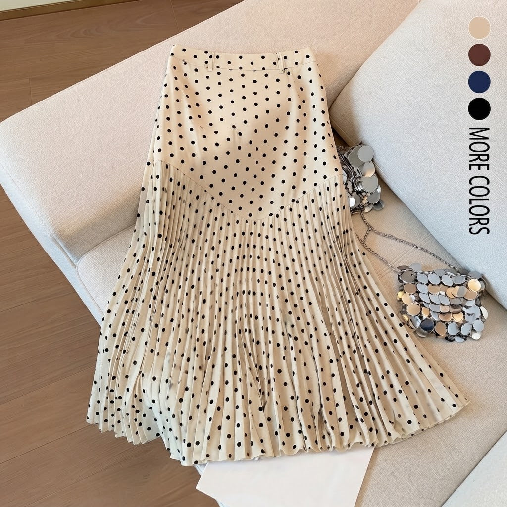 Women’s Polka Dot Pleated Midi Skirt