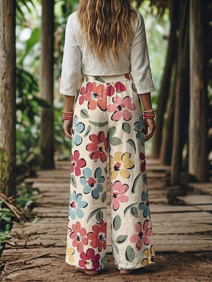 Women’s Boho Floral Wide Leg Pants
